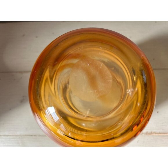 Hand-Made Art Glass Vase Clear to Yellow Scrolls - Picture 6 of 11
